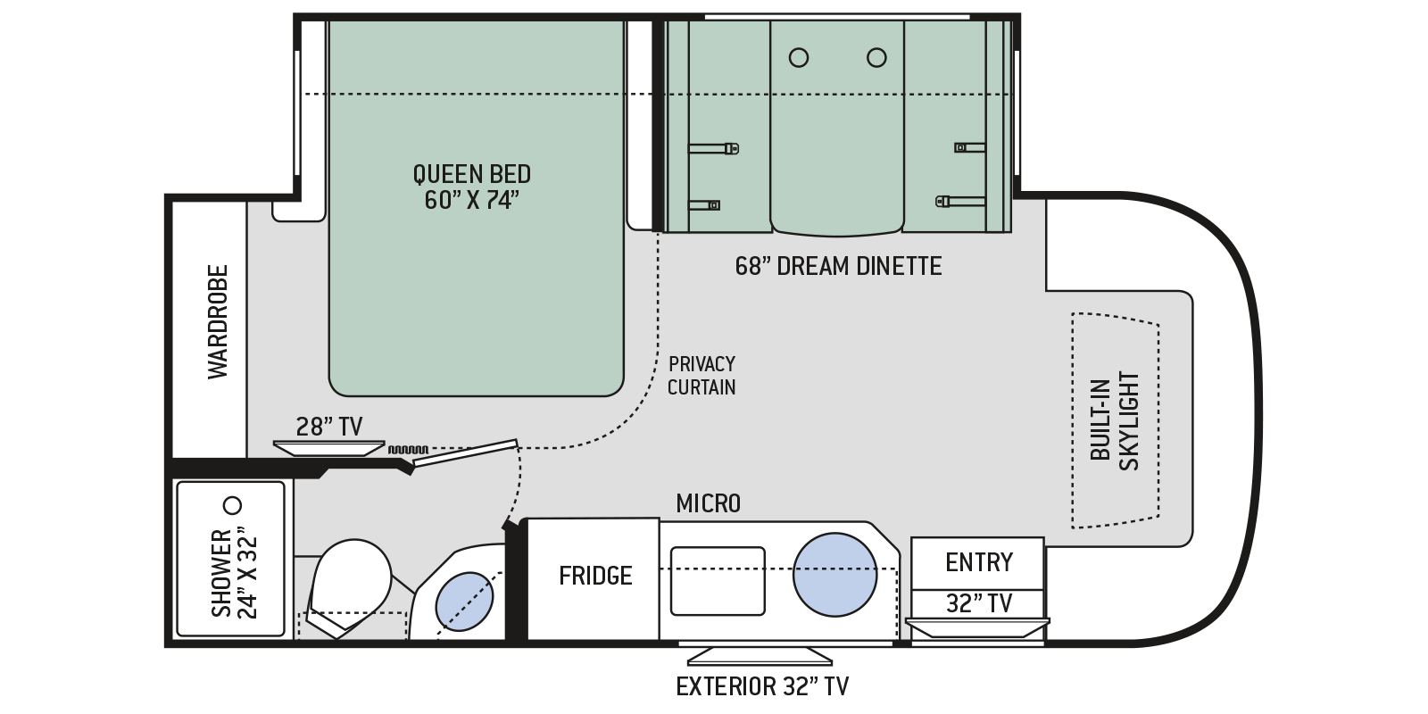 Compass RUV Class C Motorhomes Floor Plan 23TW Thor Motor Coach