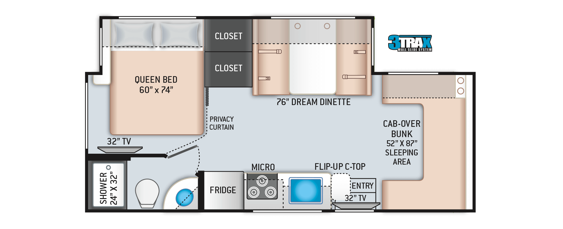 Freedom Elite Class C Motorhomes Floor Plan 24FE Thor