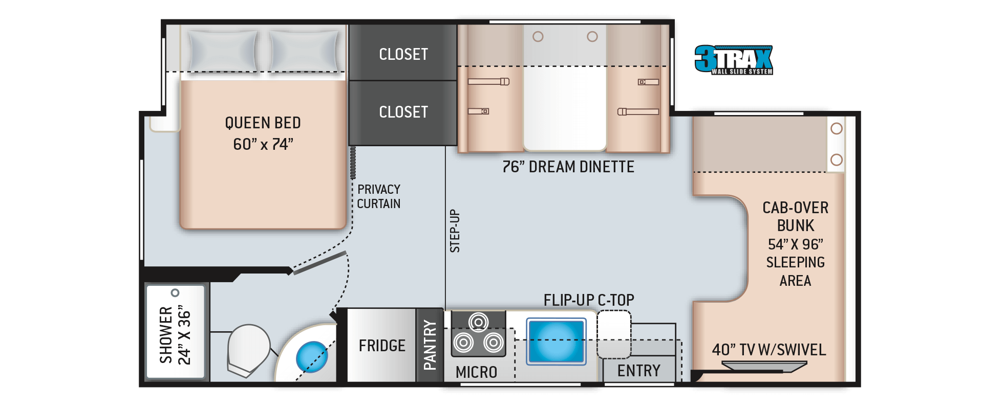 Freedom Elite Class C Motorhomes - Floor Plan: 24HE | Thor Motor Coach