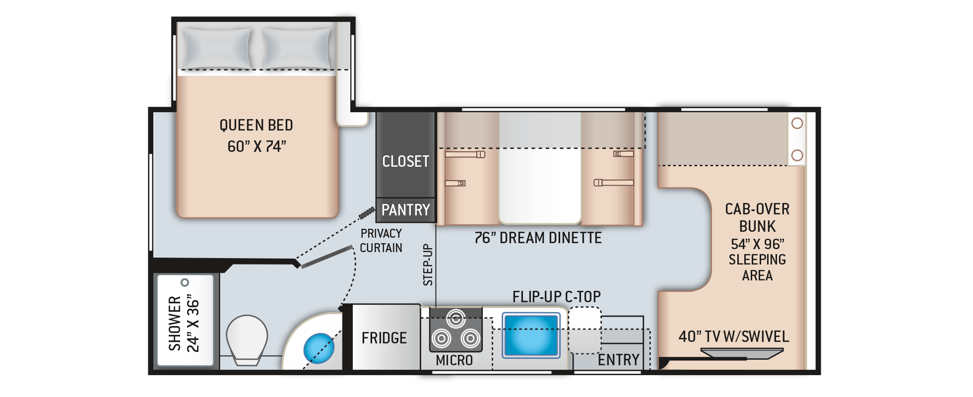 Daybreak Class C Motorhomes - Floor Plan: 22DB