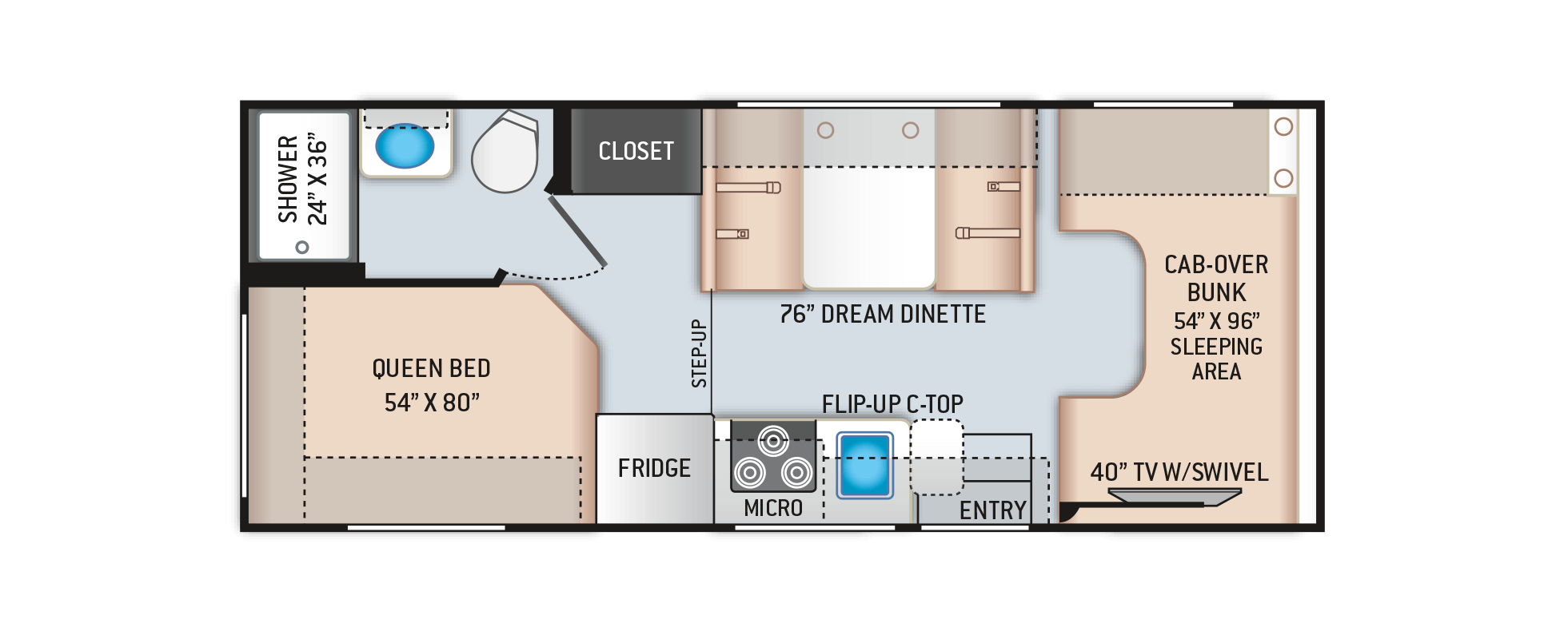 Daybreak Class C Motorhomes - Floor Plan: 22GO