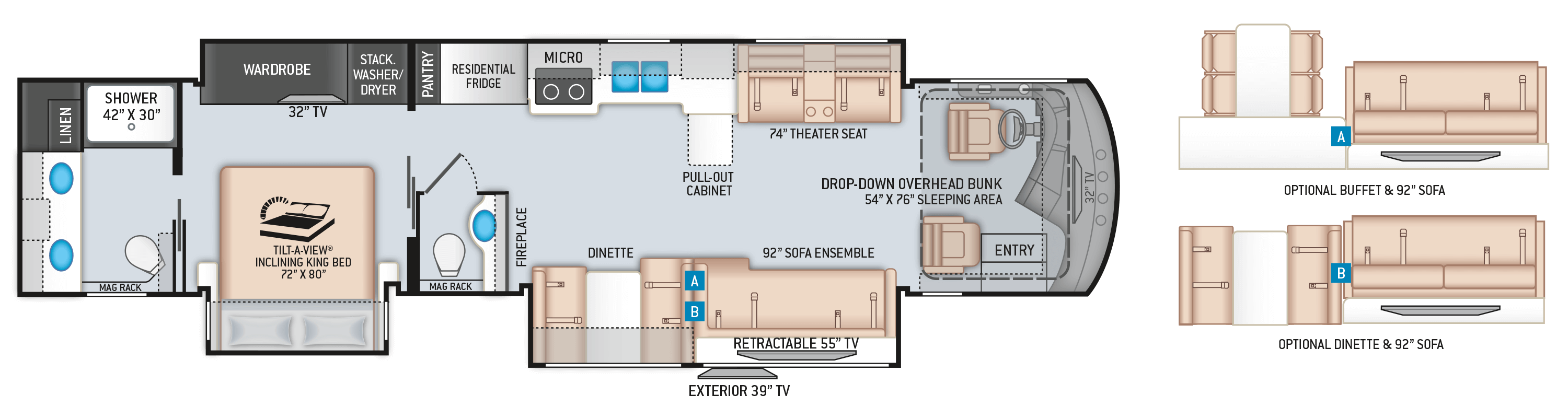 Venetian Class A Diesel Motorhomes - Floor Plan F42 | Thor Motor Coach